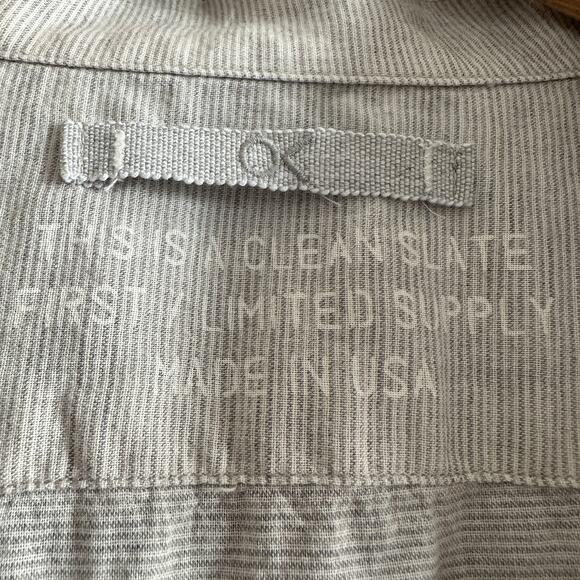 OUTERKNOWN | Gray and White Striped Button Down Studio Shirt | Size Extra Small - Picture 5 of 6